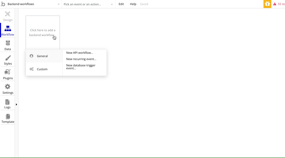 Create backend workflow in Bubble.io Nocodeassistant